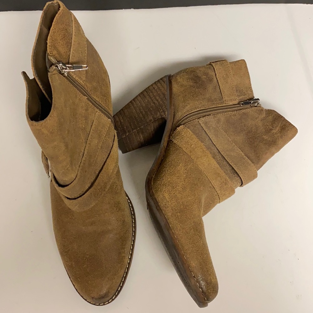 DOLCE VITA Brown Suede Zip Ankle Boot Shoes Sz 10
